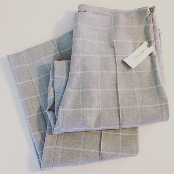 Anthropologie Cartonnier Grey Windowpane Gingham Pants Size 4 - Picture 2 of 8